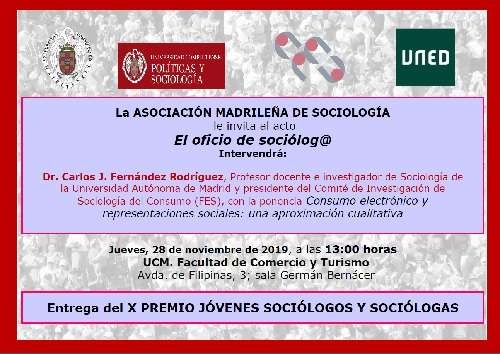Invitación Acto "El Oficio de Sociólogo" Entrega X premio Jóvenes Sociólogos-as